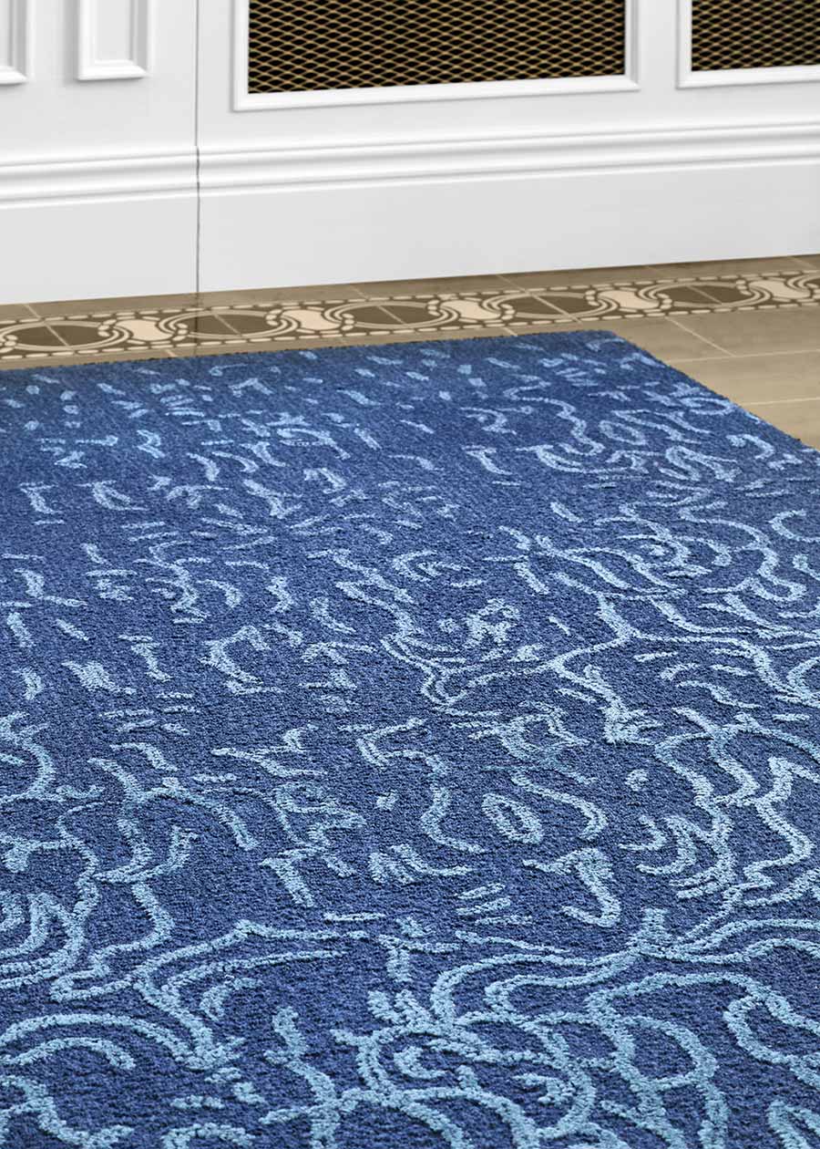 Fade blue custom rug