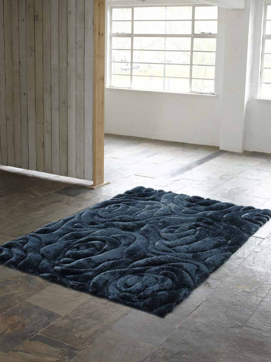 Cameo blue raised rug