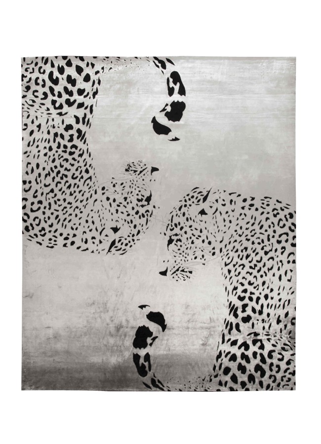 Double Leopard silk and wool relief