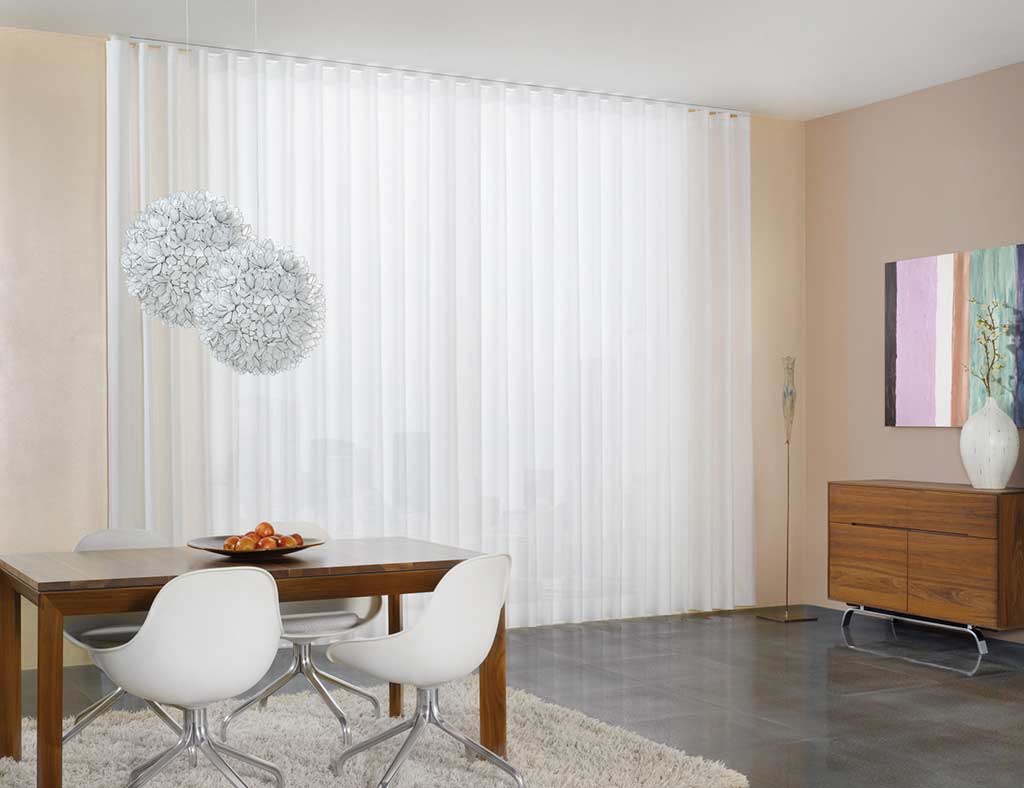 Sheer white electric curtains