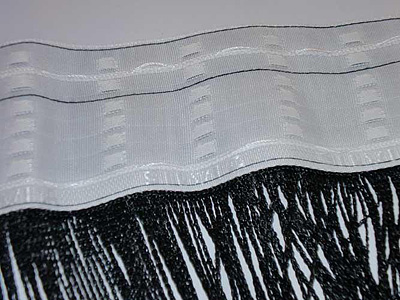 Pencil pleat tape on fringe curtain