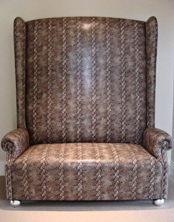 Faux snakeskin custom winged love seat