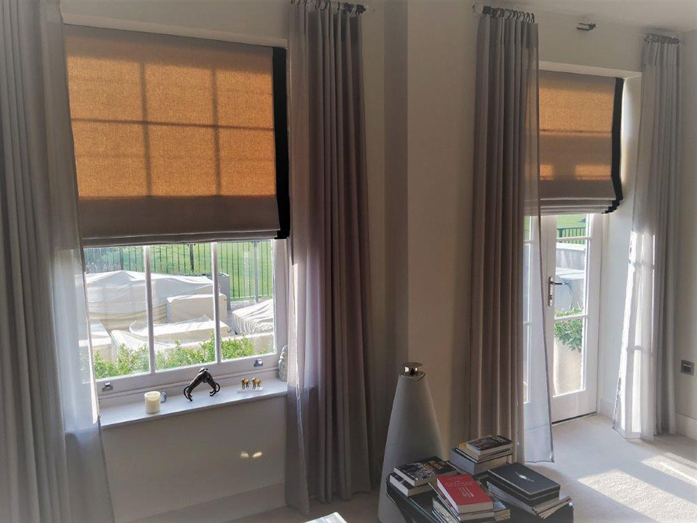 Bespoke Roman blinds with trim
