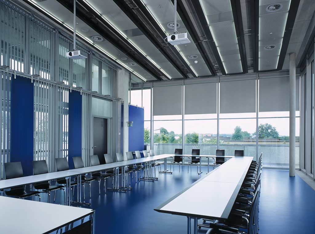 Meeting room with vertical blinds